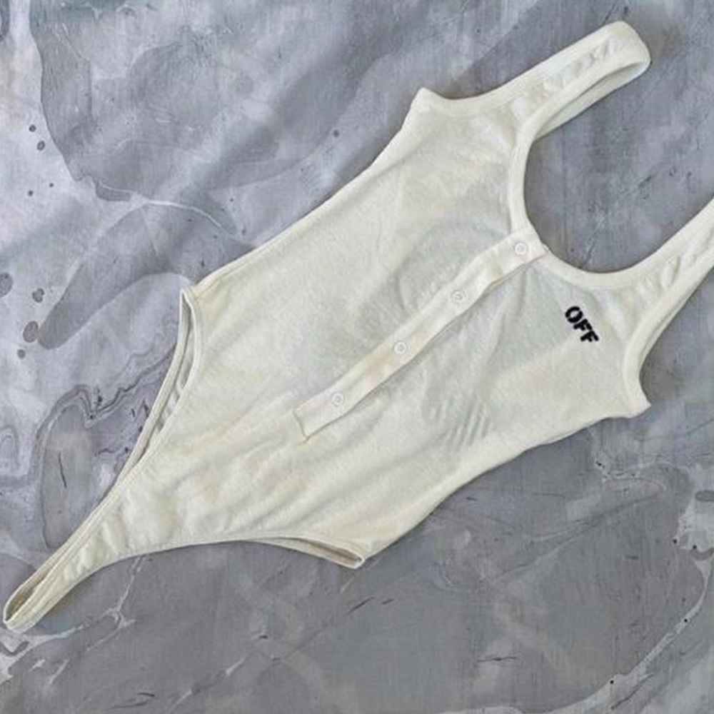Off-white Virgil abloh white bodysuit tank button up